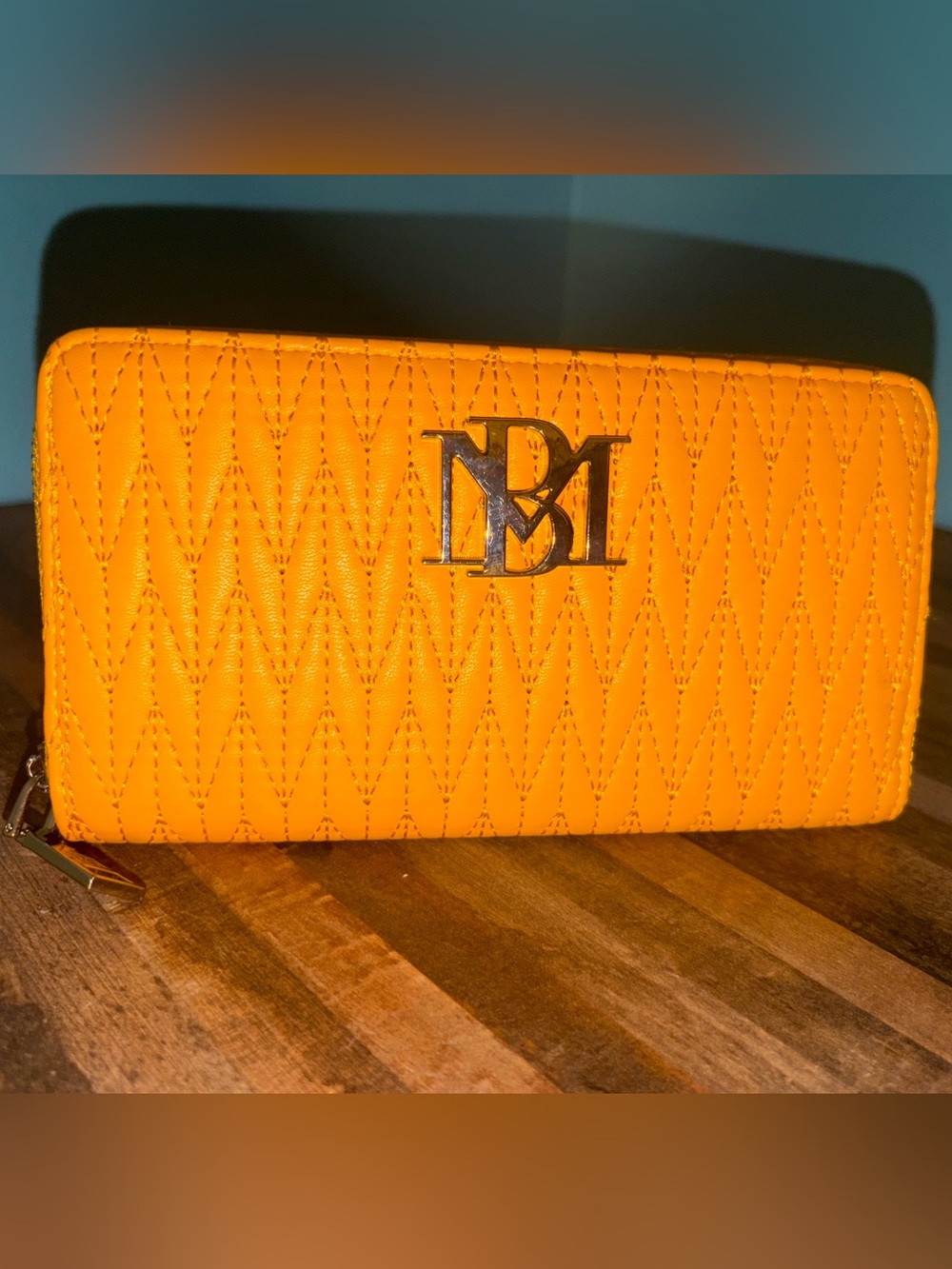 Badgley Mischka Orange Quilted Wallet NWOT